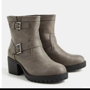 Torrid Gray Faux Leather Moto Boot Size 9WW